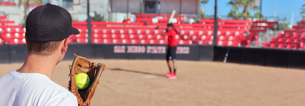 Women playing softball